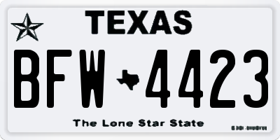 TX license plate BFW4423