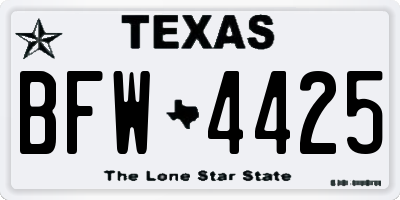 TX license plate BFW4425