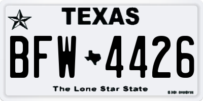 TX license plate BFW4426