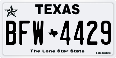 TX license plate BFW4429