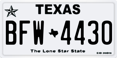 TX license plate BFW4430