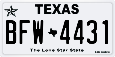 TX license plate BFW4431