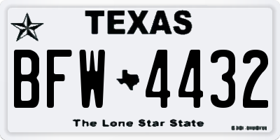 TX license plate BFW4432