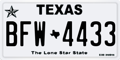 TX license plate BFW4433