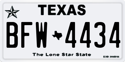 TX license plate BFW4434