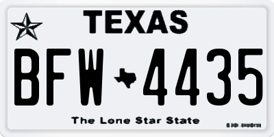 TX license plate BFW4435