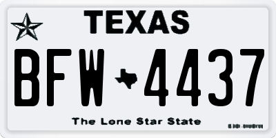 TX license plate BFW4437