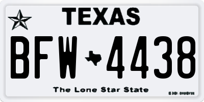 TX license plate BFW4438