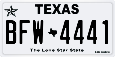 TX license plate BFW4441