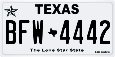 TX license plate BFW4442