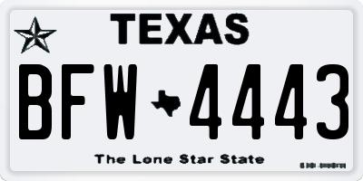 TX license plate BFW4443