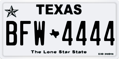 TX license plate BFW4444