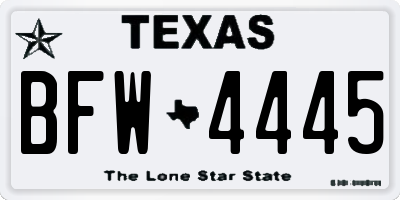 TX license plate BFW4445