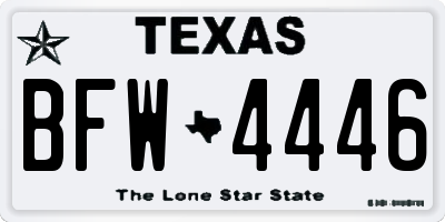 TX license plate BFW4446