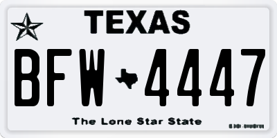 TX license plate BFW4447