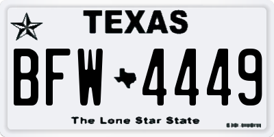 TX license plate BFW4449