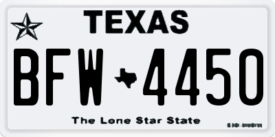 TX license plate BFW4450