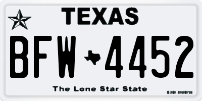 TX license plate BFW4452