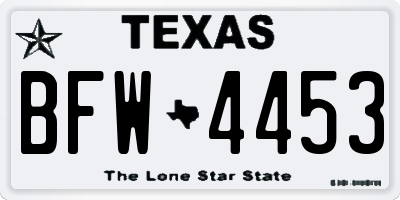 TX license plate BFW4453