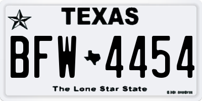 TX license plate BFW4454