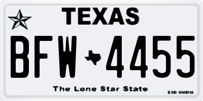 TX license plate BFW4455