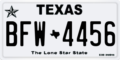 TX license plate BFW4456