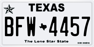 TX license plate BFW4457
