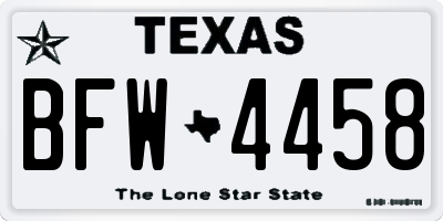 TX license plate BFW4458