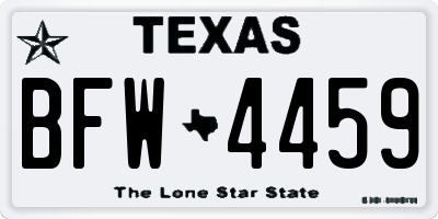 TX license plate BFW4459
