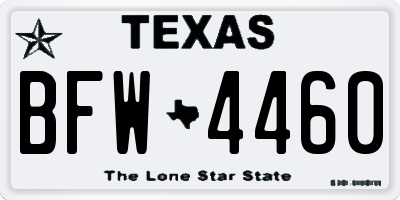TX license plate BFW4460