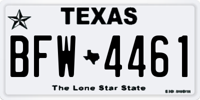 TX license plate BFW4461