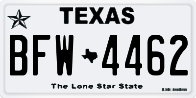 TX license plate BFW4462