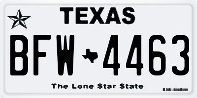 TX license plate BFW4463