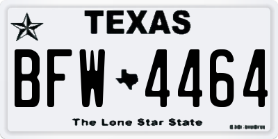 TX license plate BFW4464