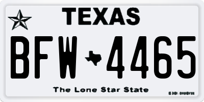 TX license plate BFW4465