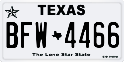 TX license plate BFW4466