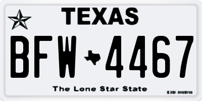 TX license plate BFW4467