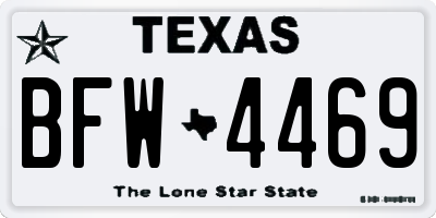TX license plate BFW4469