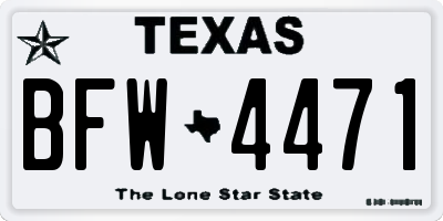 TX license plate BFW4471