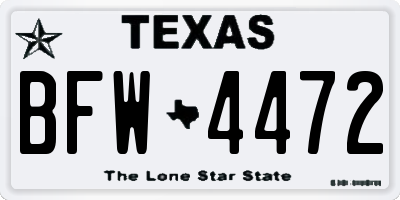 TX license plate BFW4472