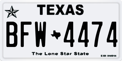 TX license plate BFW4474