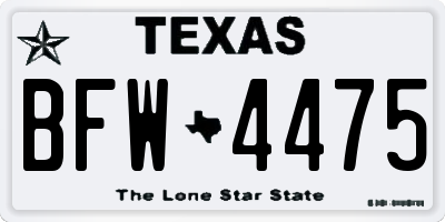 TX license plate BFW4475
