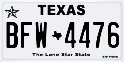 TX license plate BFW4476