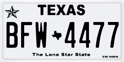 TX license plate BFW4477