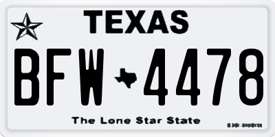 TX license plate BFW4478