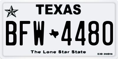 TX license plate BFW4480