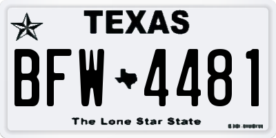 TX license plate BFW4481