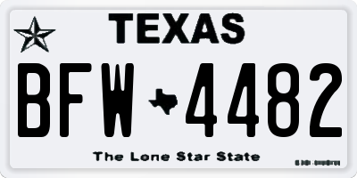 TX license plate BFW4482