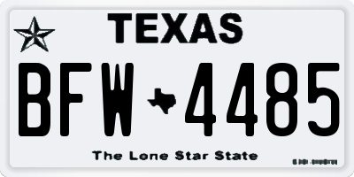 TX license plate BFW4485