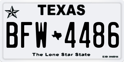 TX license plate BFW4486
